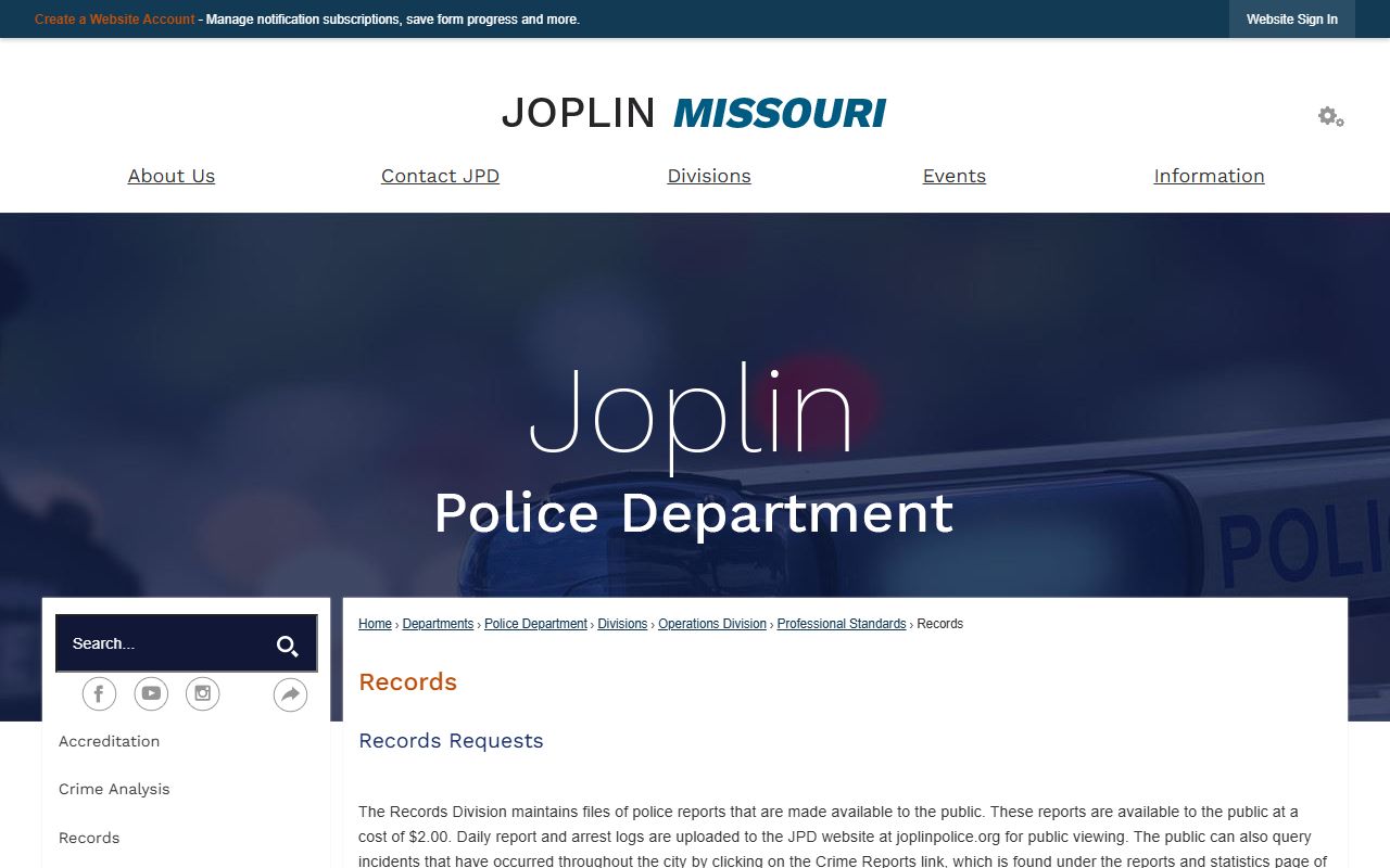 Joplin felony records - Joplin Police Department