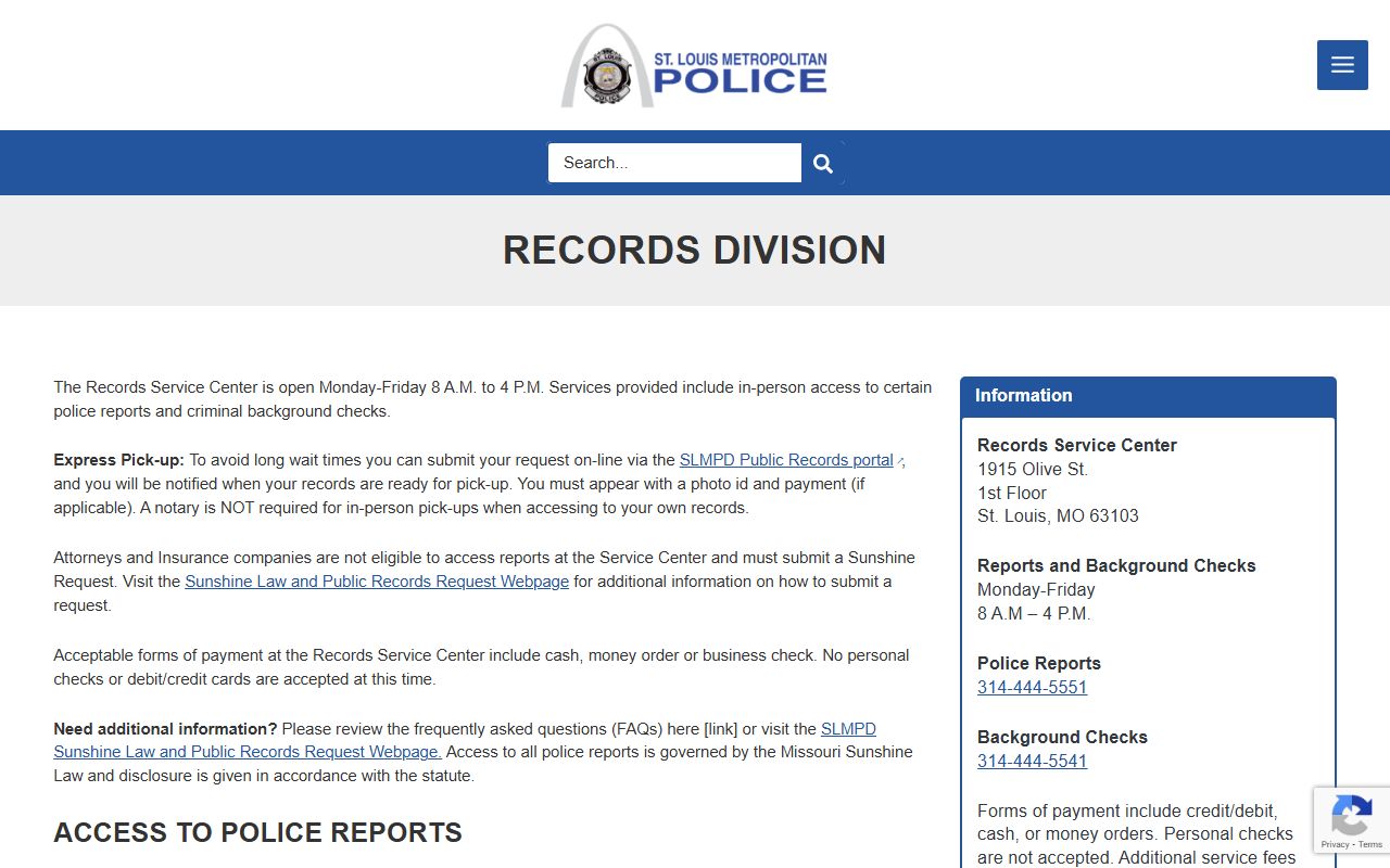 St. Louis felony records - St. Louis Metropolitan Police Department