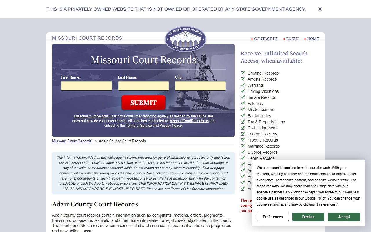Adair County felony records - Missouri Court Records - Adair County Guide