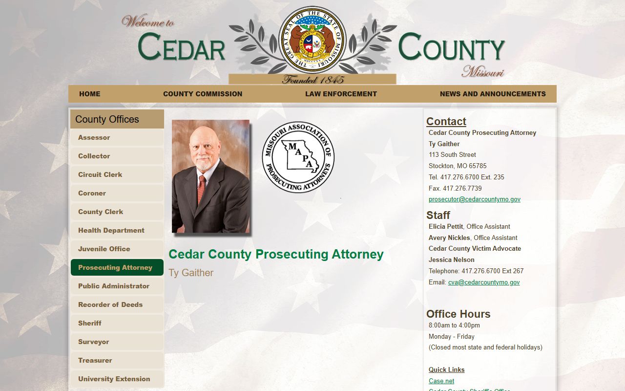 Cedar County felony records - Cedar County Prosecuting Attorney