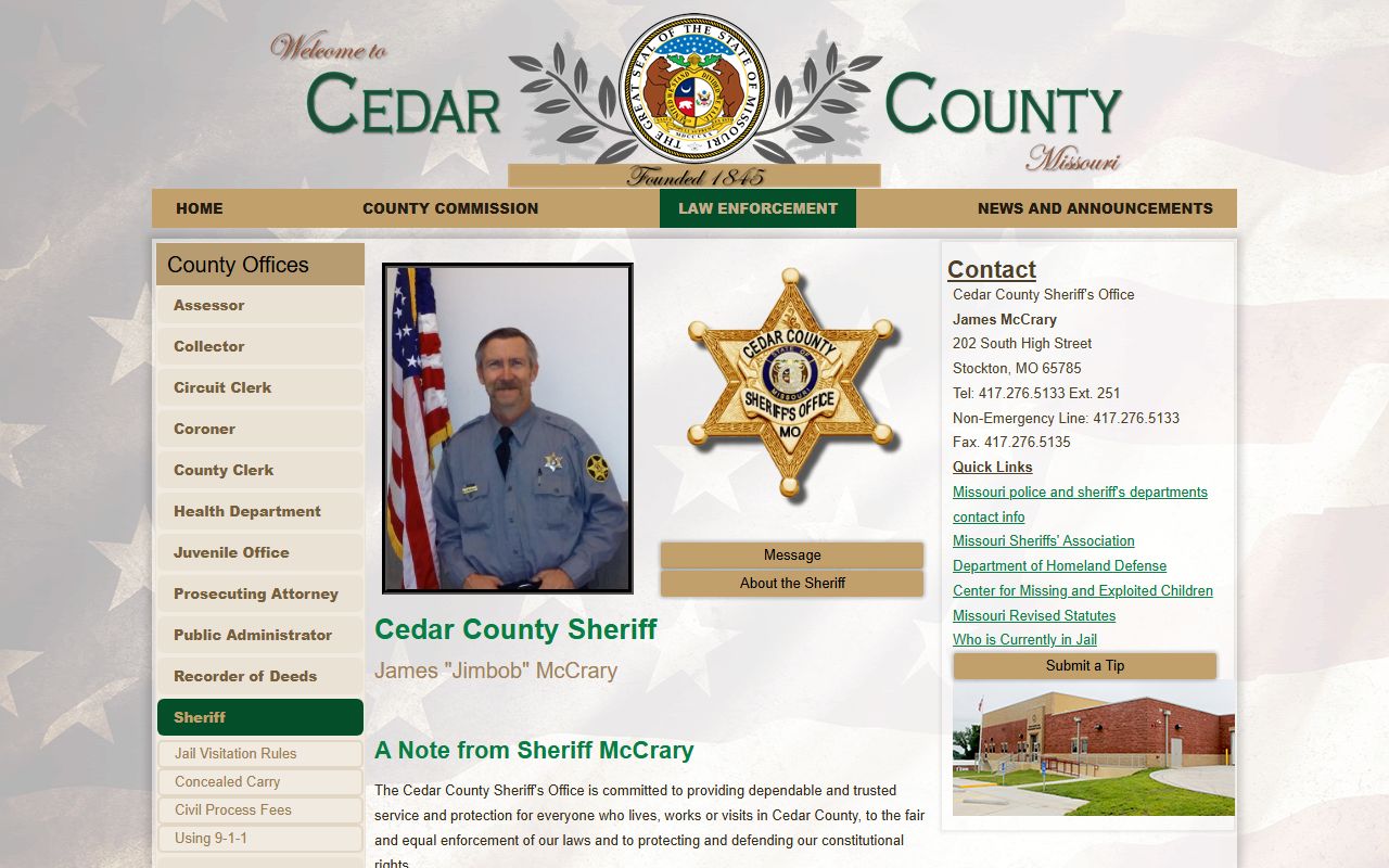 Cedar County felony records - Cedar County Sheriff's Office